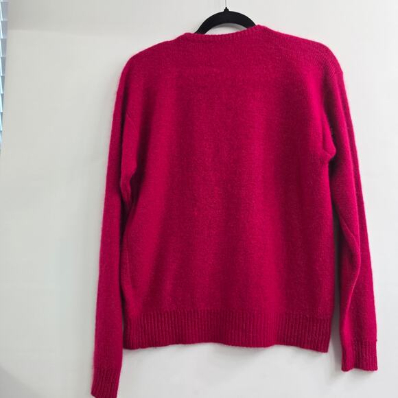 Macy’s Henley Sweater Red Sz M Silk Rabbit Hair Soft Cozy Y2K coquette soft girl - Picture 6 of 9